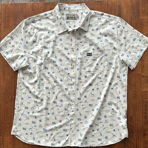 Burlebo Men’s XXL Button-Front Shirt – Americana Print, Outdoor casual Theme.